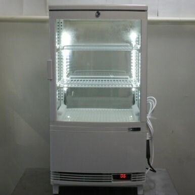 2020年製 レマコム RCS-4G63SL LED照明付 卓上 冷蔵ショーケース W425D412H837mm 63L 4面ガラス 前扉 棚2段 32.5kg 個人宛配送不可
