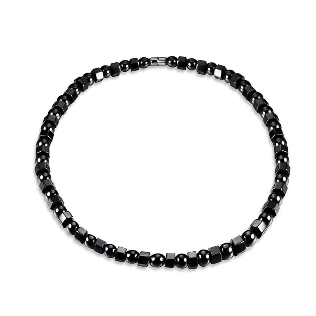 美品】磁気ヘマタイトネックレス 天然石 フォーマル シンプル 上品