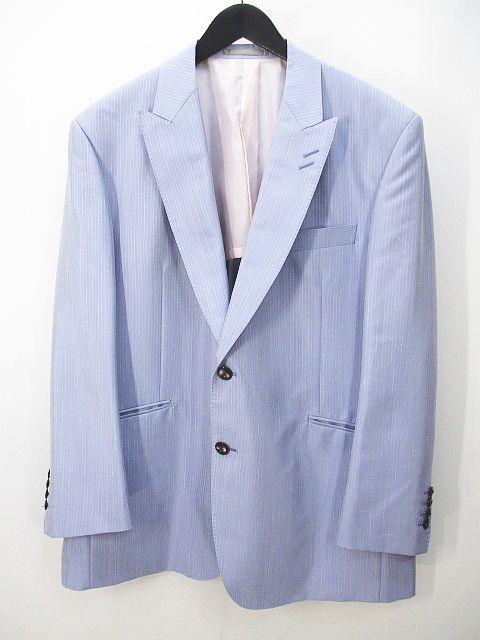 ダロウデイル DARROW DALE ストライプ柄 テーラード ジャケット 紫系 ライトパープル 裏地 ボタン