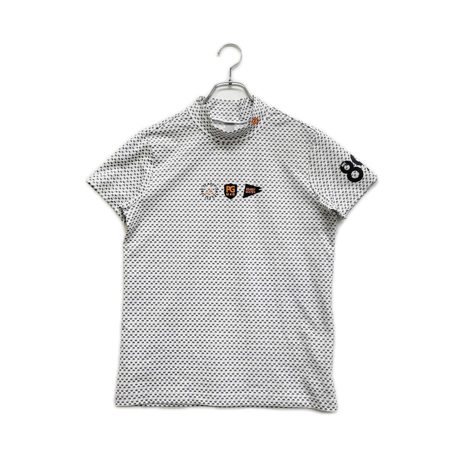 レディース パーリーゲイツ PEARLY GATES 半袖シャツ 2 L 白 ホワイト モックネック ヤシの木柄