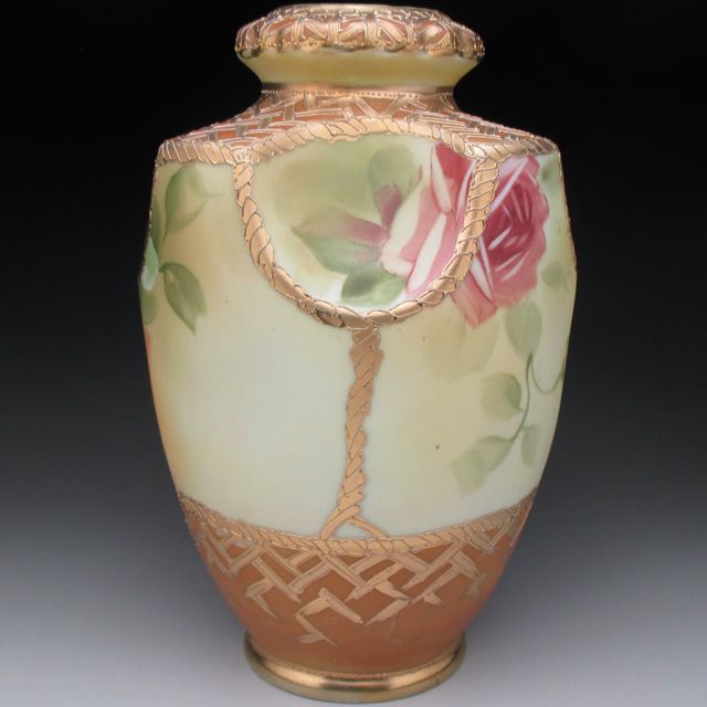 オールドノリタケ 金盛り薔薇花籠絵 花瓶 22cm - メルカリ