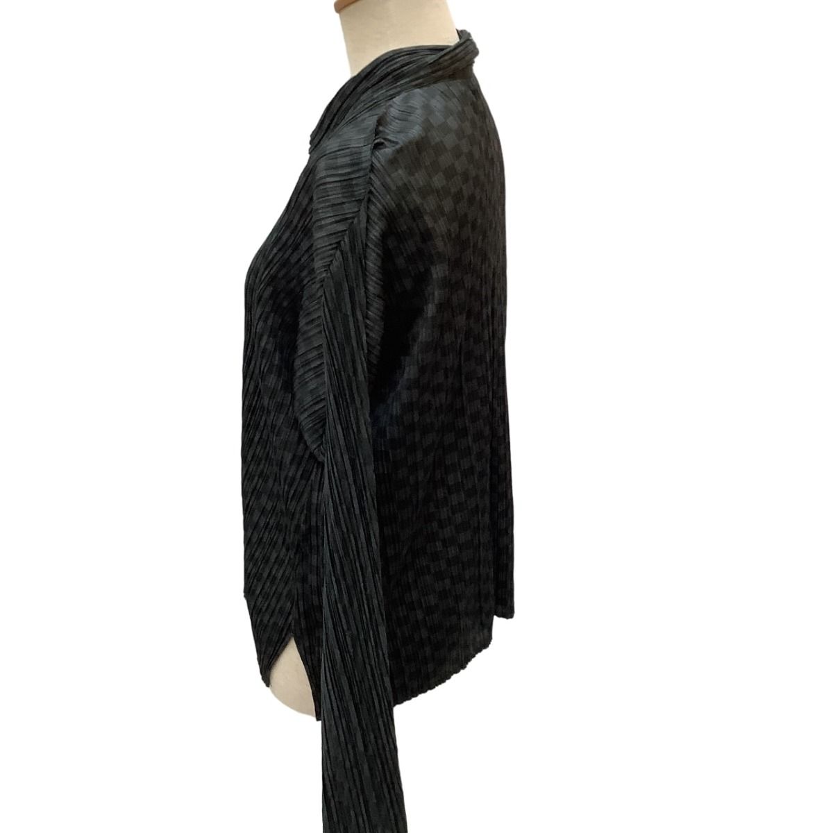 ISSEY MIYAKE イッセイミヤケ PLEATS PLEASE シャツ チェック SIZE 3 PP31-JJ962 グレー やや傷や汚れあり 1002100929662-4.jpg