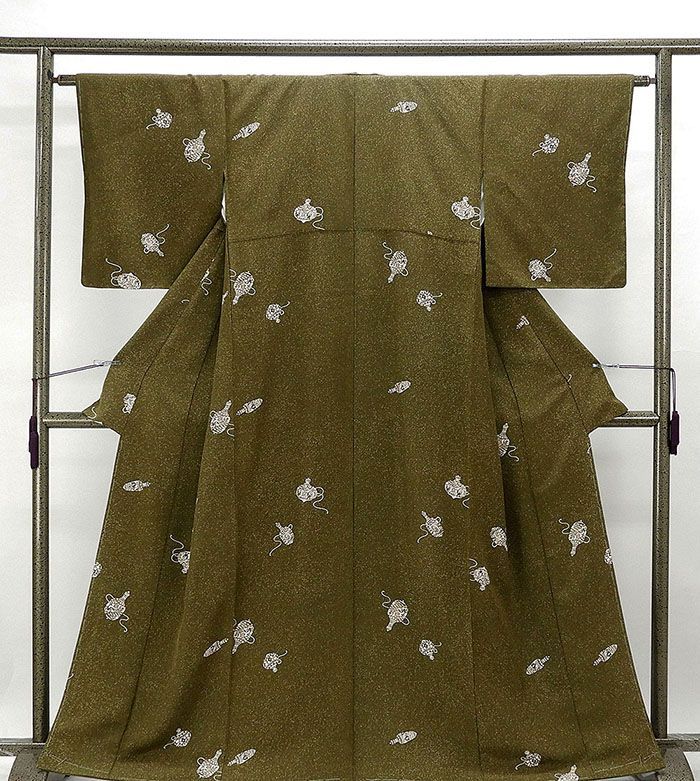 小紋 未着用 正絹 駒模様 身丈161.5cm 裄丈62.5cm 小紋 新古品 着物 c0959