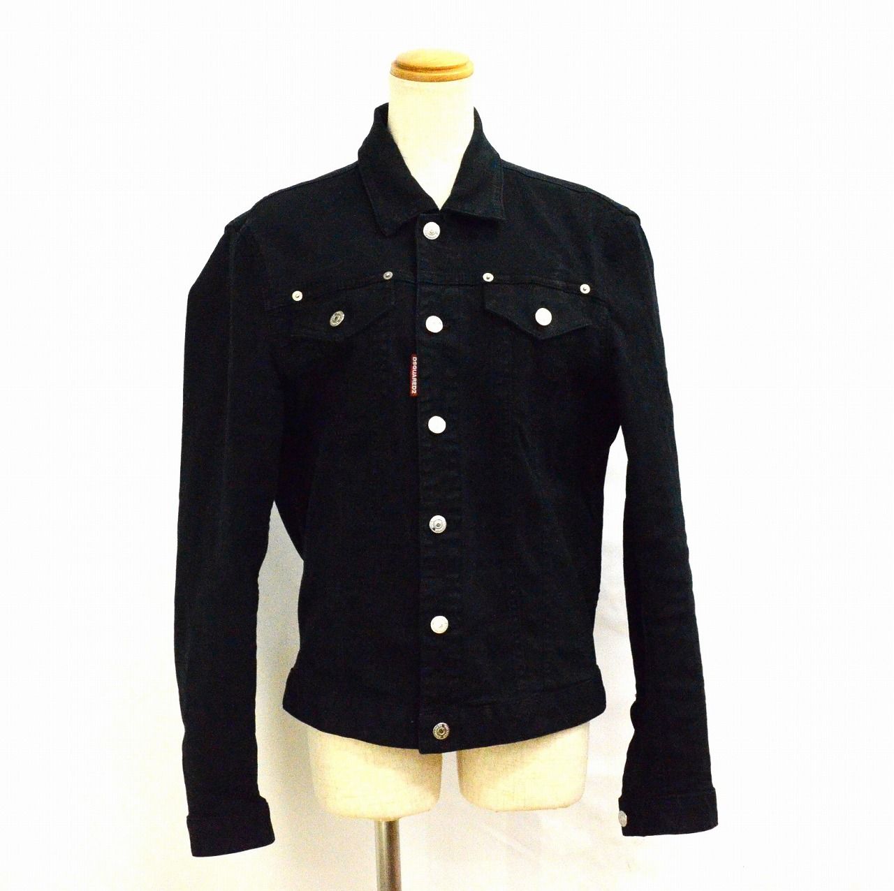 DSQUARED2 刺繍デニムジャケット　46 DSQUARED2(ディースクエアード) ロゴ刺繍 襟コーデュロイ