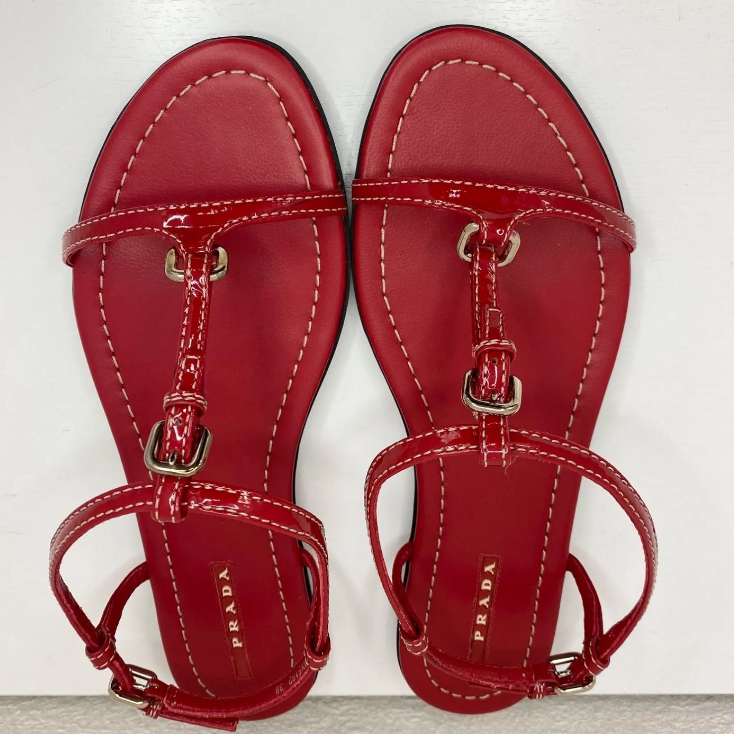 PRADA プラダ サンダル レッド サイズ38