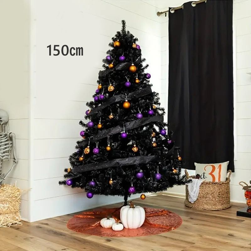クリスマスツリー ブラック 全長150cm クリスマス インテリア ホリデーパーティー リビング 玄関 客間 お洒落 冬 ロビー オフィス