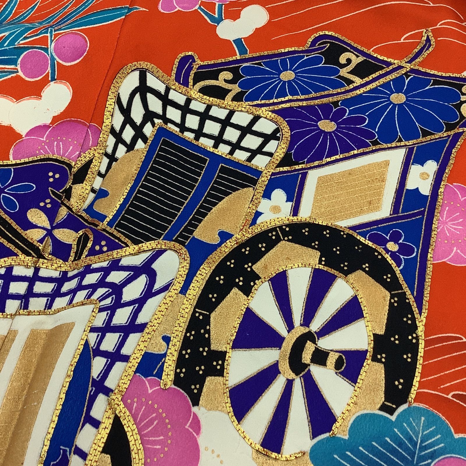 s-2574◇引き振袖・お引きずり◇本振袖◇ふき綿入り 比翼仕立て 金駒