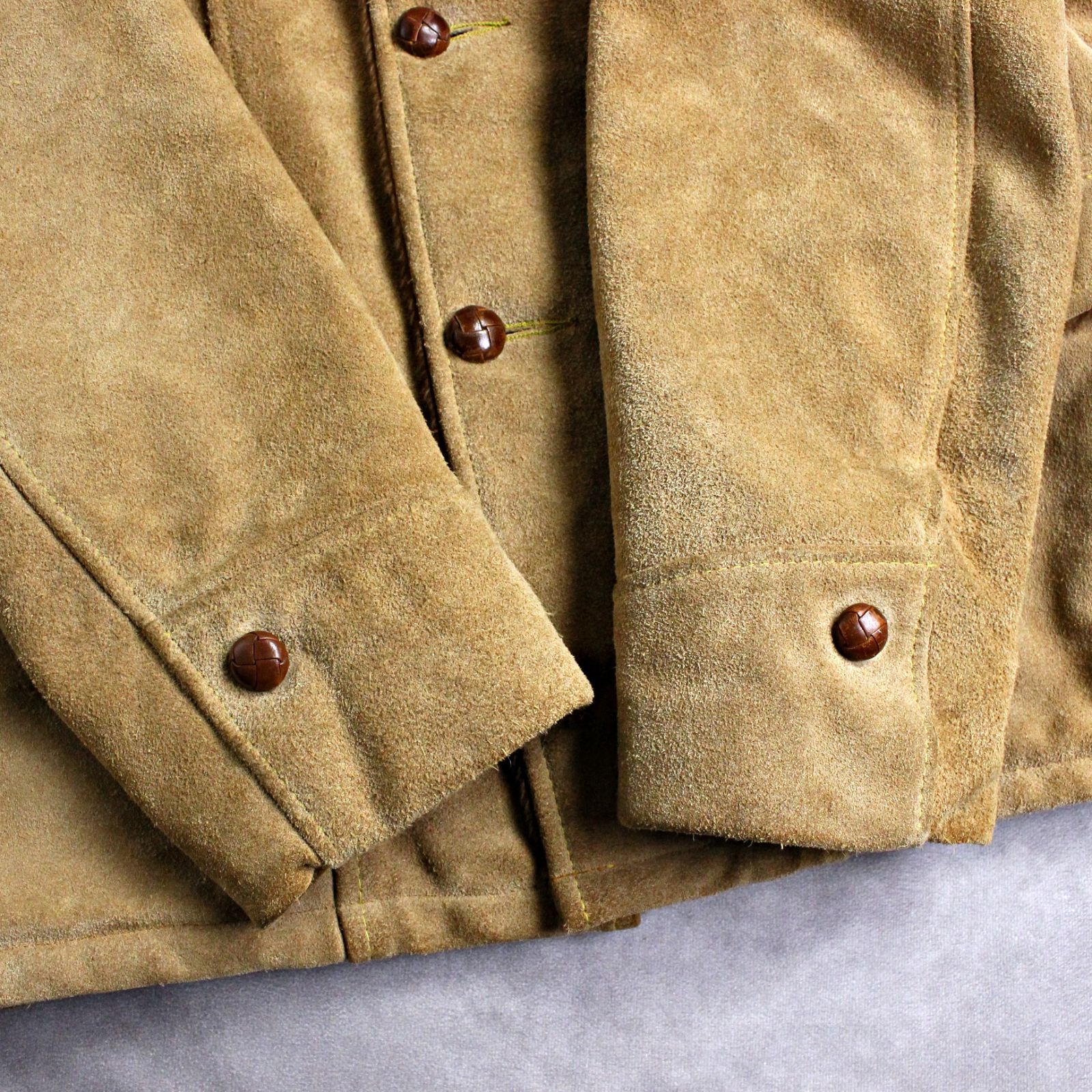 SEARS】70s～80s スエードレザー 裏ボア ランチコート ギャングコート