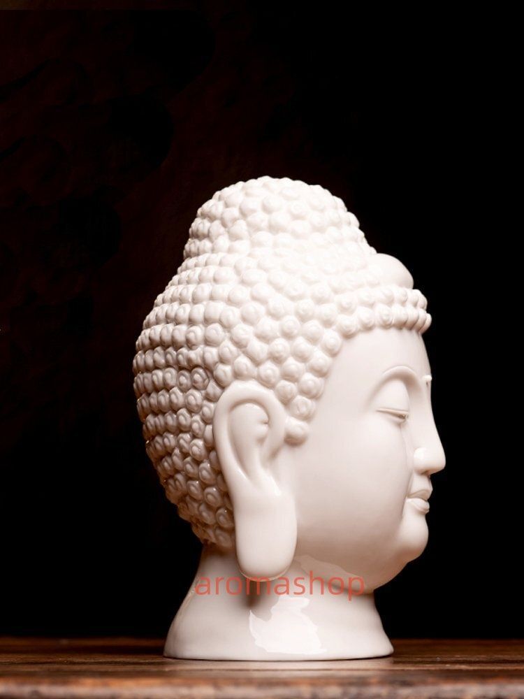 仏首 仏頭 釈迦牟尼仏 仏像 如来 陶磁器セラミックス 白磁 徳化窯 仏教美術 置物 供養 装飾 収蔵