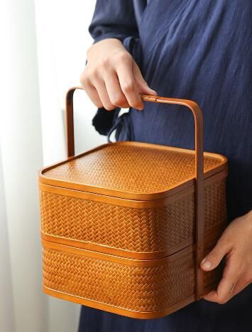 美品 大容量 ショップ 民芸職人手作り 竹の編 弁当かご ピクニックのかご