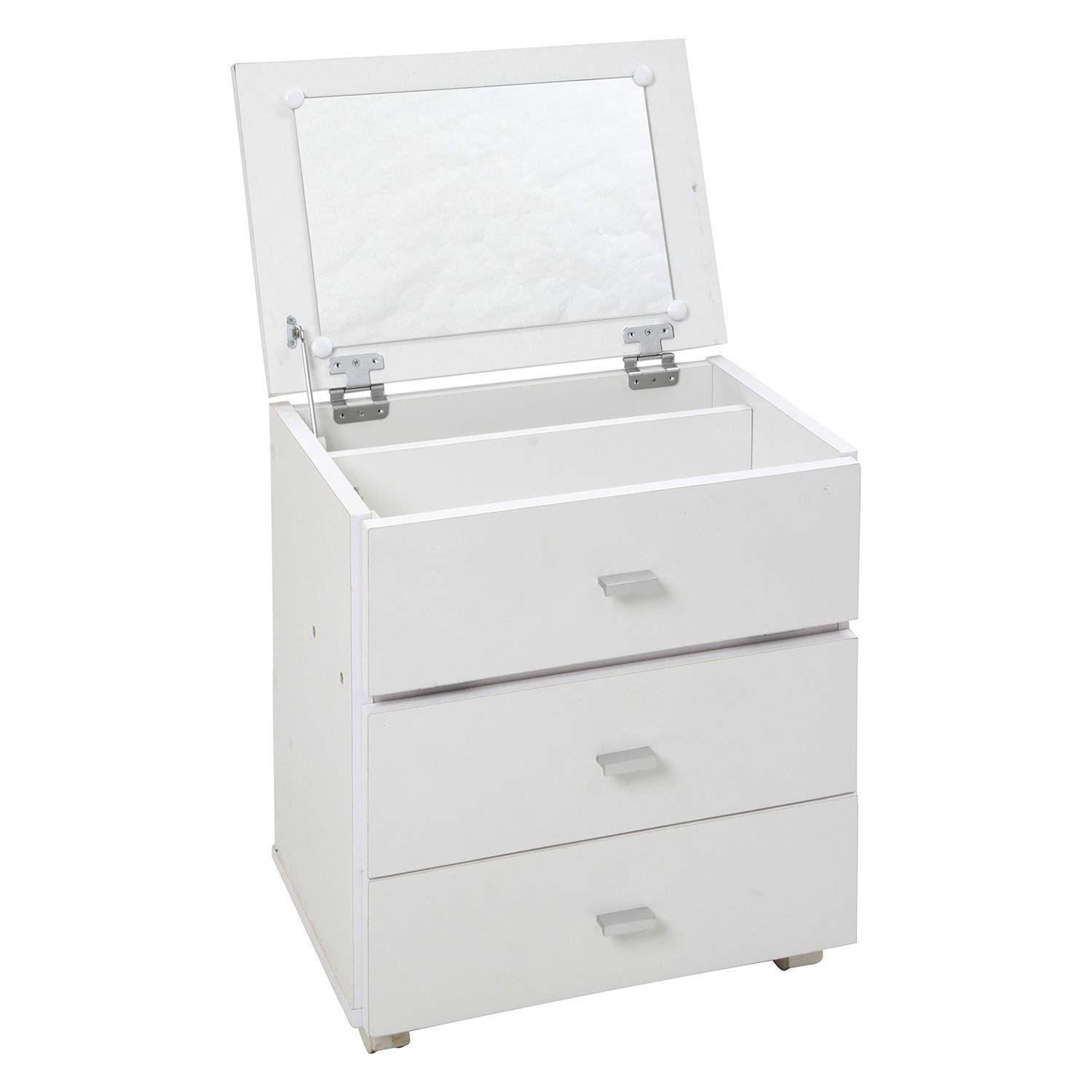 2Way サイドテーブル キャスター付き 組立商品 ホワイト 幅45×奥行31×高さ53cm フィーゴ 化粧台 ドレッサー 47808 不二貿易
