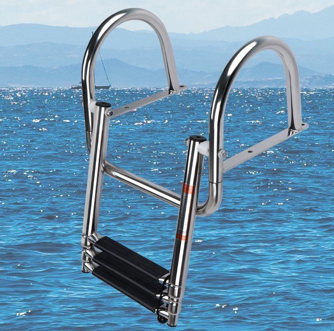 ステンレスを厚くしますボート用下水はしごボートボート折りたたみはしご泳いで登るはしご浮く
