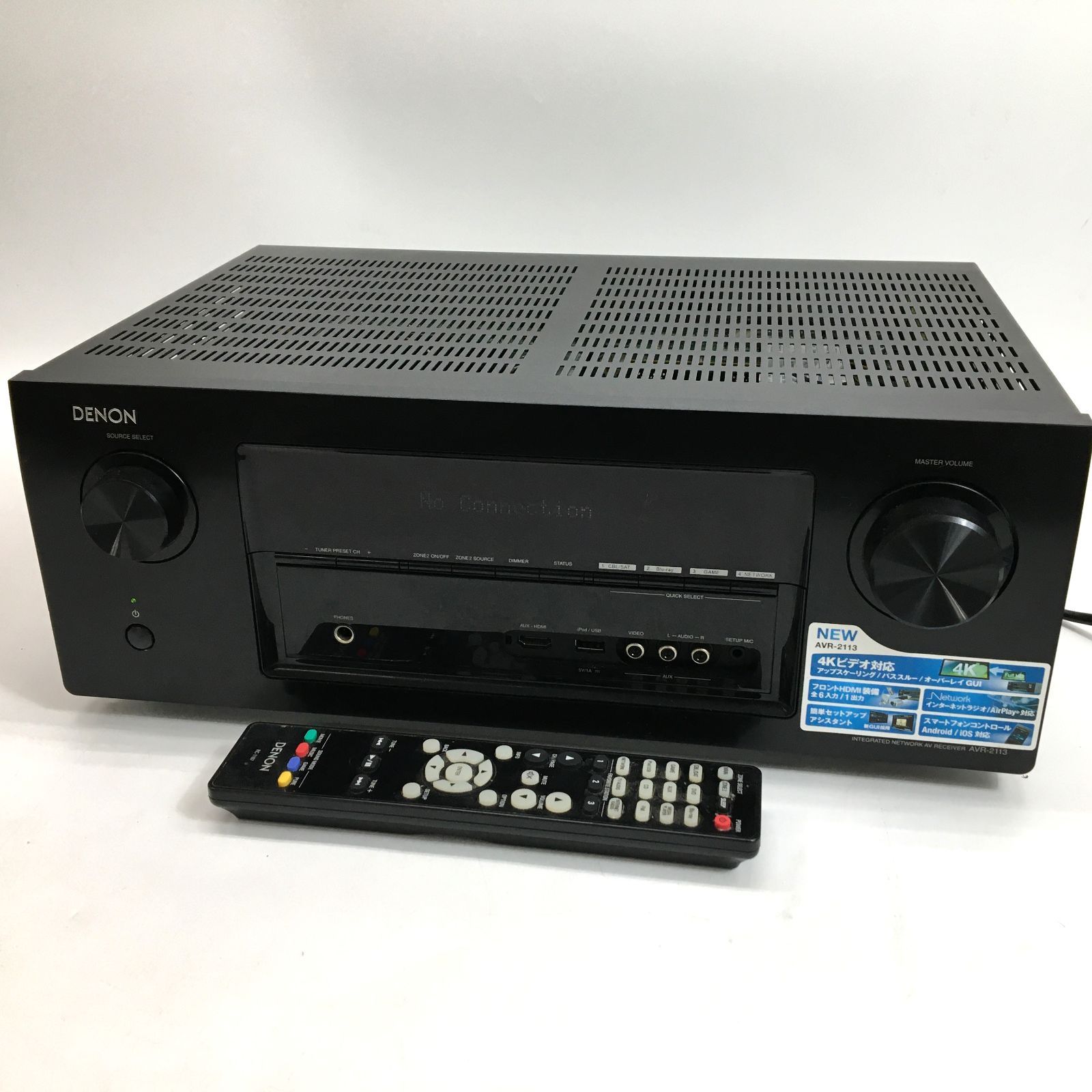 DENON デノン AVサラウンドレシーバー ブラック アンプ ホームシアター 4K対応 オーディオ機器 AVR-2113 通電可 24h菊DO