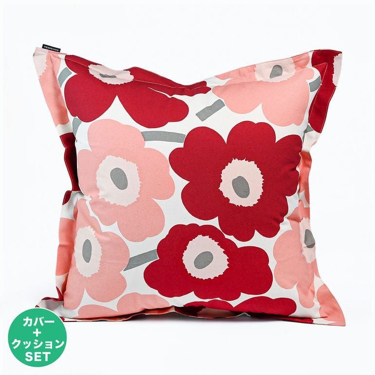 マリメッコ marimekko クッションカバー 50×50cm ヌードクッション セット ウニッコ ピエ二 ダークチェリー サーモンレッド 73421 073421 384 北欧雑貨 北欧デザイン