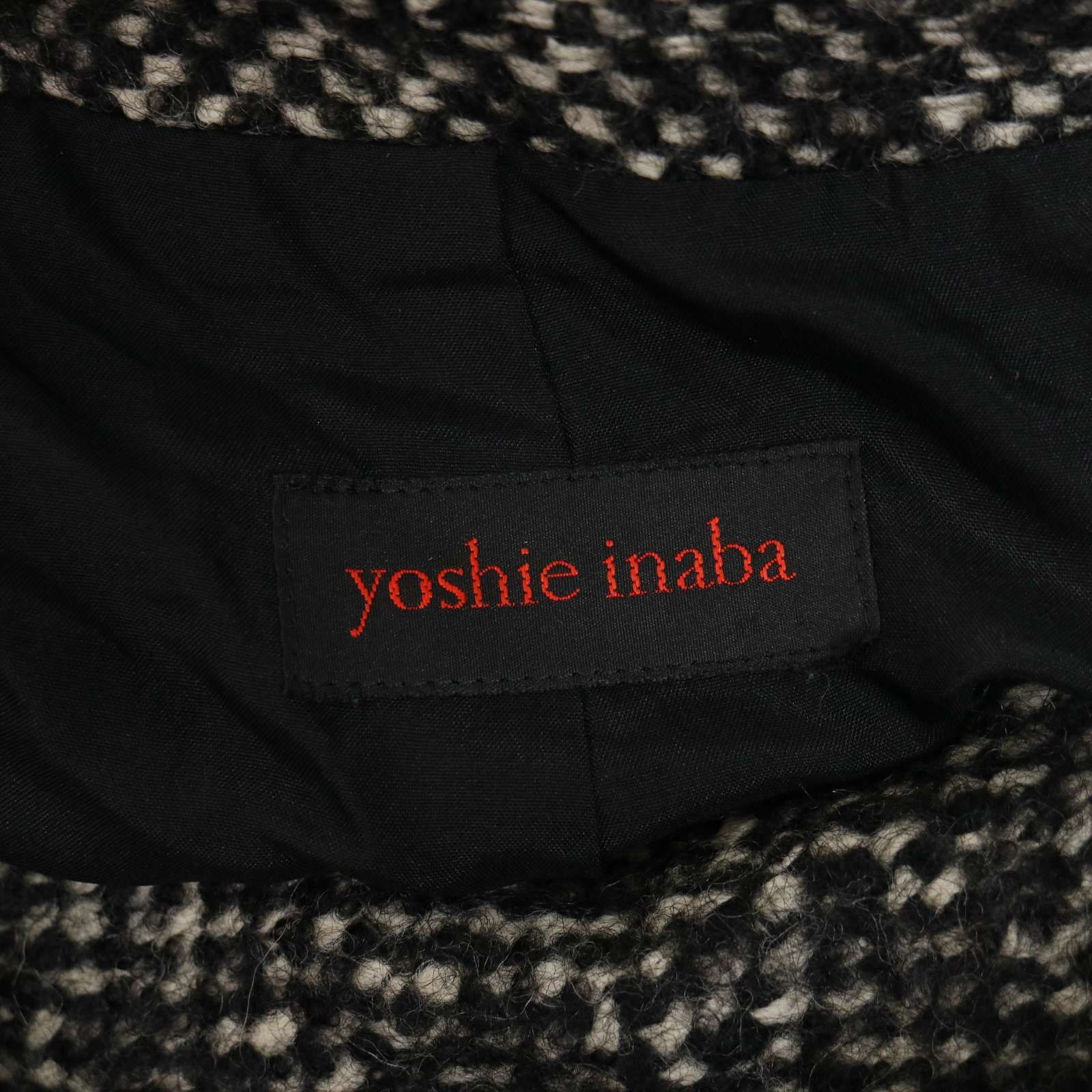 yoshie inaba ヨシエイナバ 秋冬☆ ウール ツイード ニット ノーカラー 