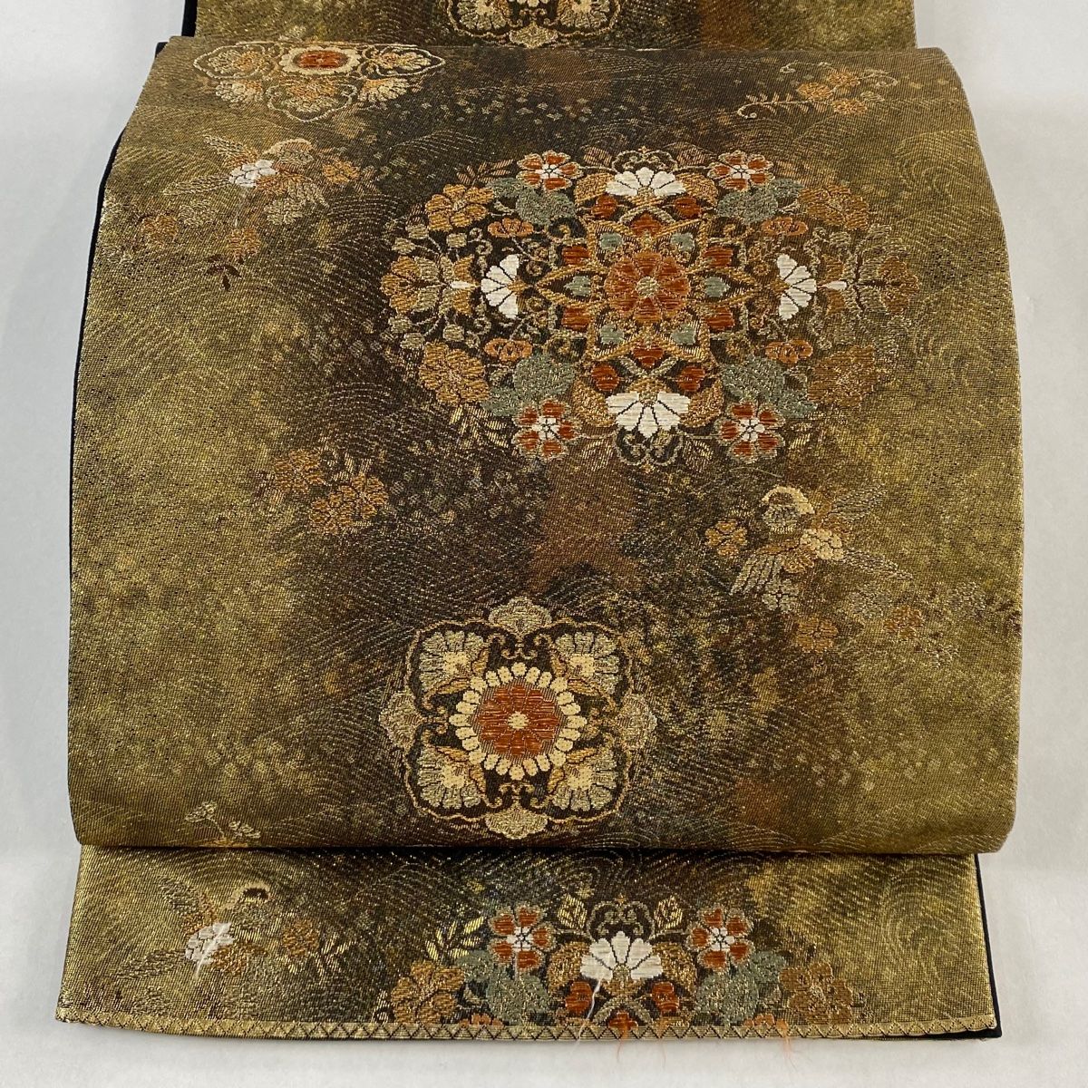 袋帯 秀品 華文 花鳥 箔 金糸 焦茶色 六通 正絹 【中古】 - メルカリ