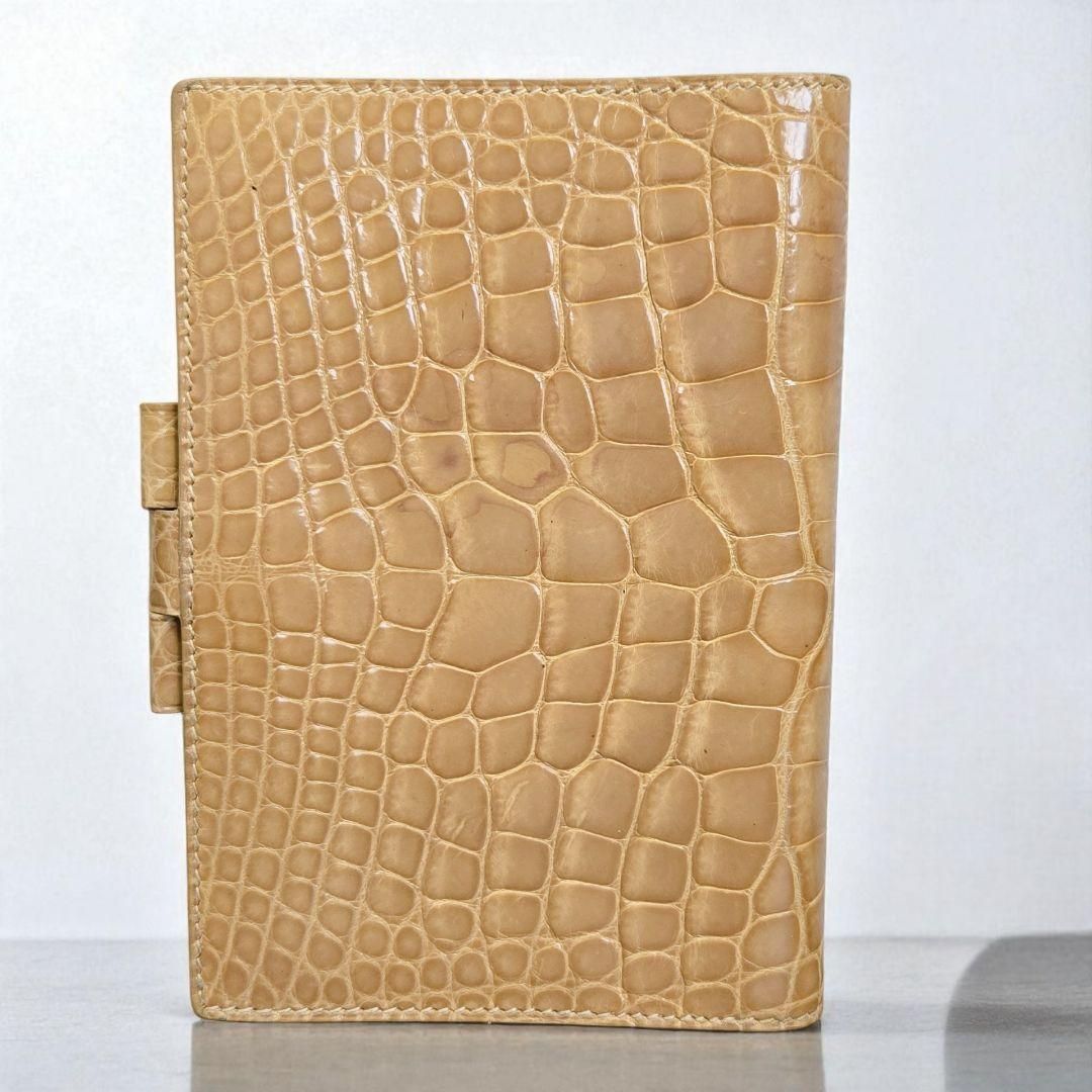 エルメス アジェンダカバーGM アリゲーター 手帳カバー ベージュ クロコダイル シャイニー加工