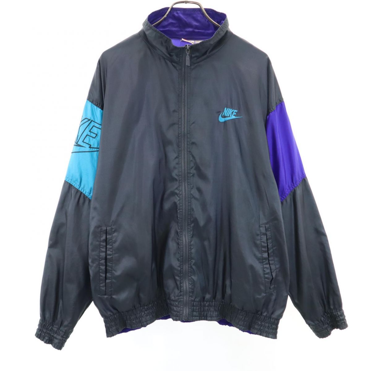 ナイキ 90s オールド 銀タグ ジップジャケット L ブラック系 NIKE メンズ 古着 【240224】