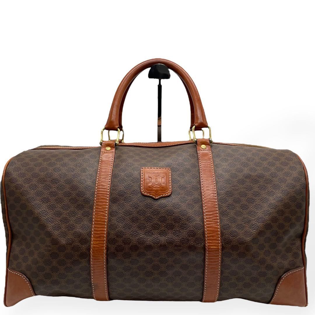 美品 CELINE セリーヌ ボストンバッグ M14 マカダム PVC レザー