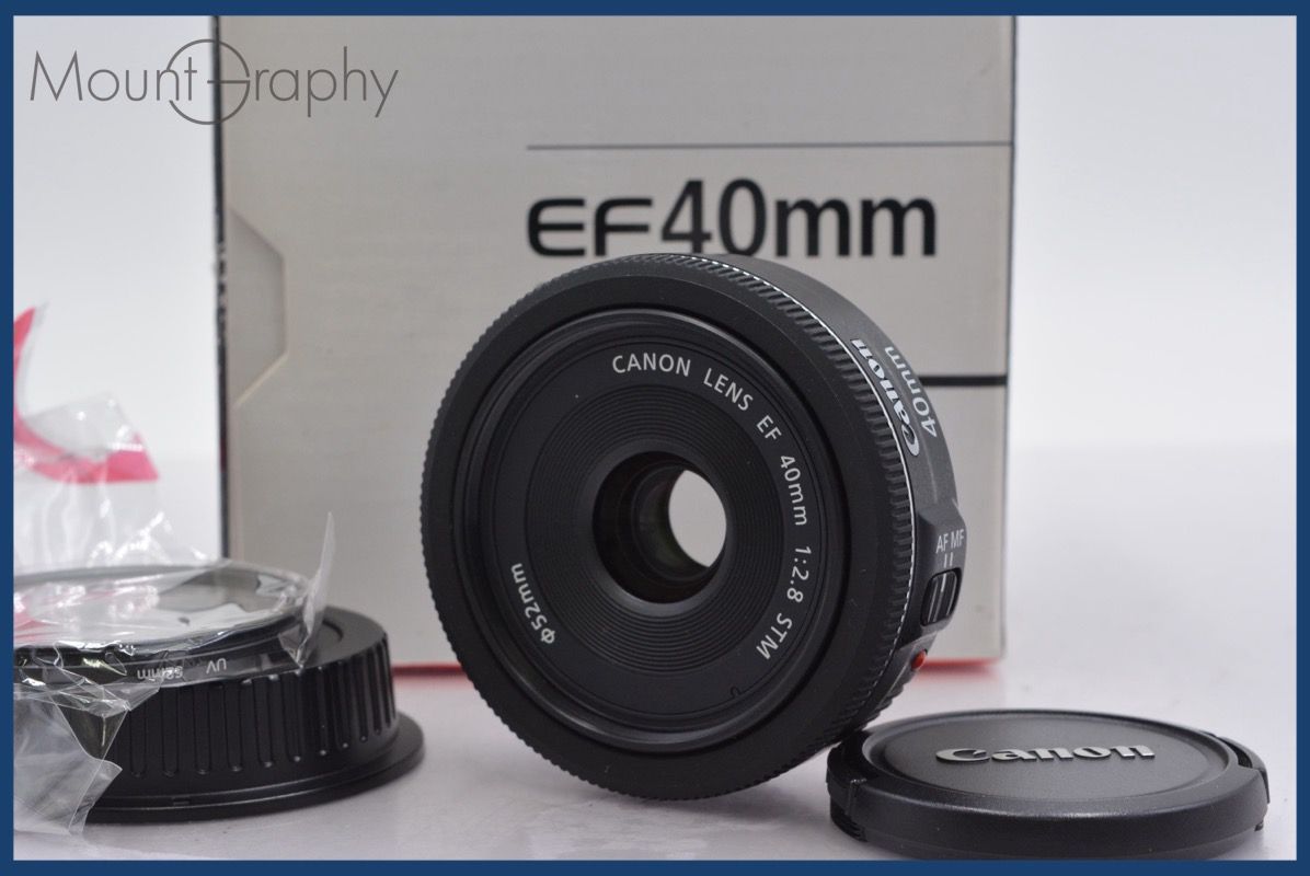 ★超美品★ キャノン EF 40mm F2.8 STM 元箱一式 Canon キヤノン Canon EF 40mm F2.8 STM 元箱、使用説明書、前後キャップ&レンズ