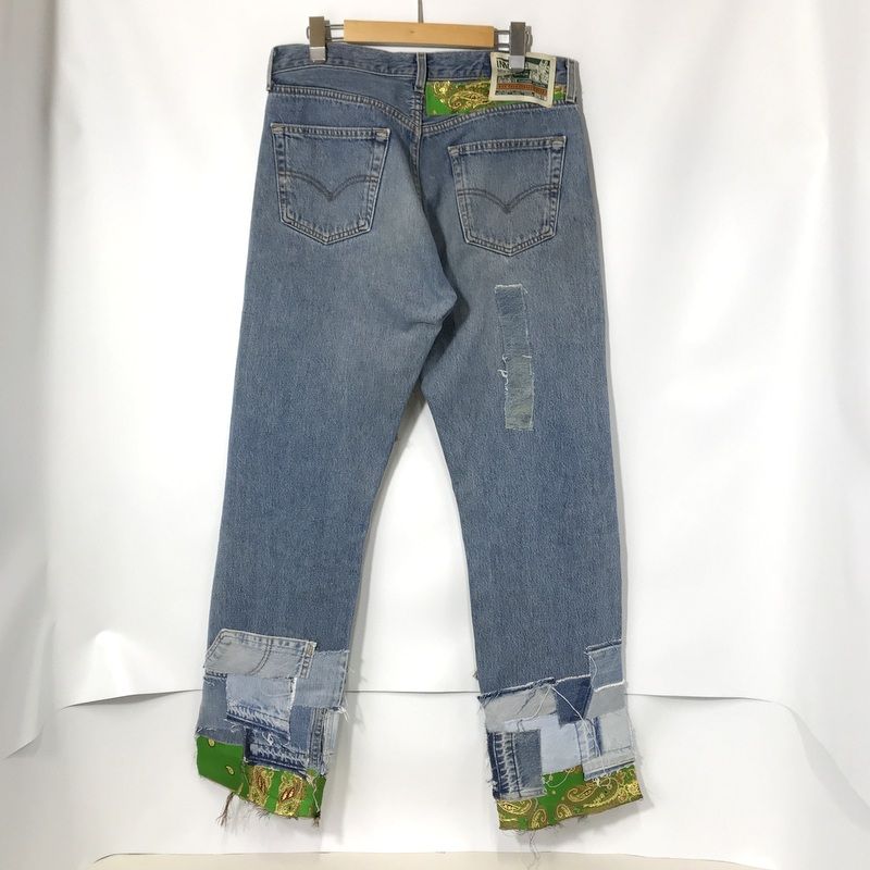 INNOCENCE ブラックダメージデニムパンツ パッチワーク パッチワーク