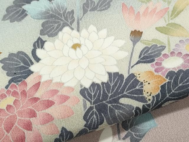 平和屋着物○訪問着 友禅 作家物 鴛鴦草花文 暈し染め 正絹 逸品