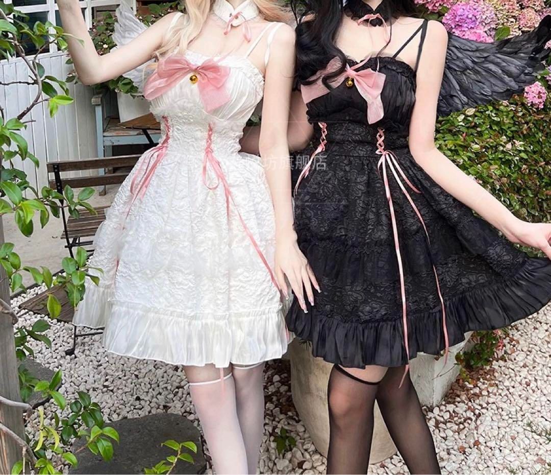 黒いゴスロリ・ロリータドレス 小悪魔 ゴシックjsk 甘ロリ姫 コスプレ ゆめか 黒いゴスロリ・ロリータドレス 小悪魔 ゴシックjsk 甘ロリ姫