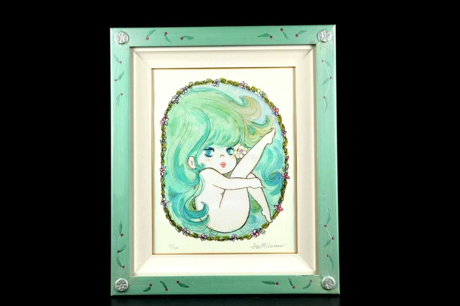 美品 ジュエンヌ・シルヴィアンヌ「アクロバット」水彩画 直筆サイン入 色紙付 美品 ジュエンヌ・シルヴィアンヌ「アクロバット」水彩画 直筆