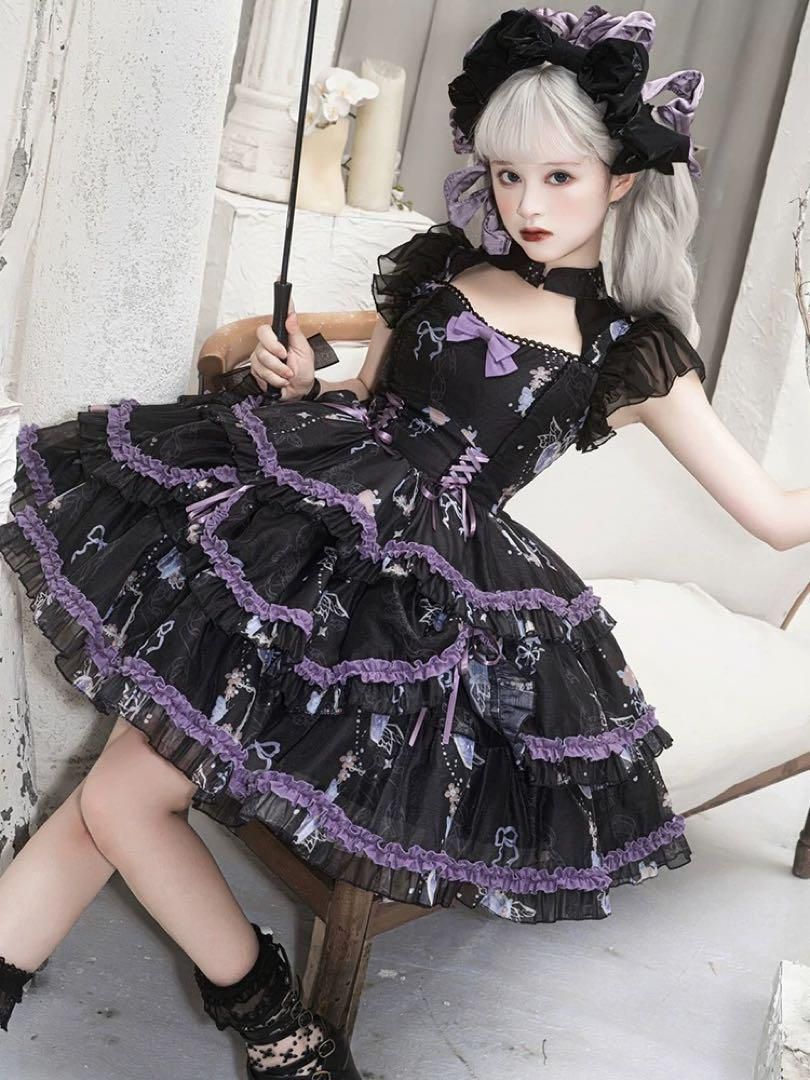 ゴシックロリータフリルワンピース お出かけや女子会に最適