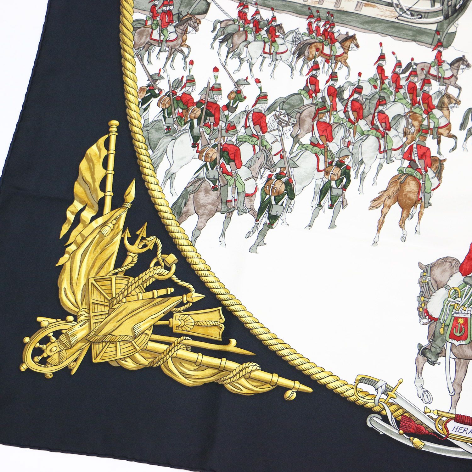 HERMES エルメス カレ90 海ト騎兵隊 シルク スカーフ / MARINE ET