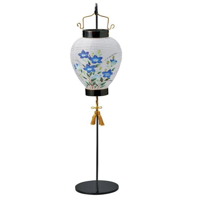 盆提灯 岐阜提灯 置き提灯 創作提灯 メタルスタンド付きミニ御所提灯 ほうずき御所桔梗 高さ18cm P19 2398 LED コードレス 初盆 新盆 お盆