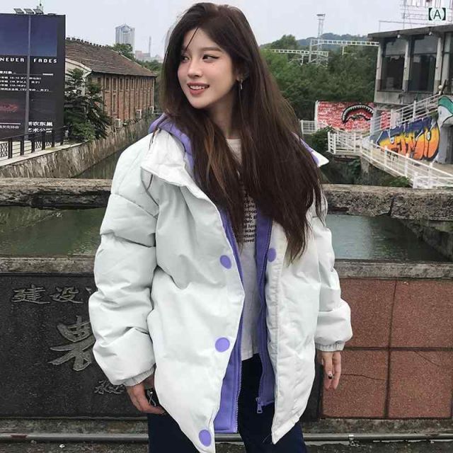 M 秋服 レディース ファッション オシャレ カワイイ シンプル 大人カワイイ 大きいサイズ メンズ フード付き コットン ジャケット フェイク ツーピース 冬 ダウン パッド ジャケット 厚手 暖かい カップル コットン