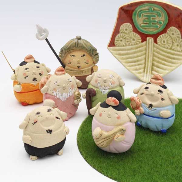 七福神・焼き物・陶器・置物 瀬戸焼 七福神 置物（毘沙門） ※陶器,縁起物,和,日本,民芸品,工芸品