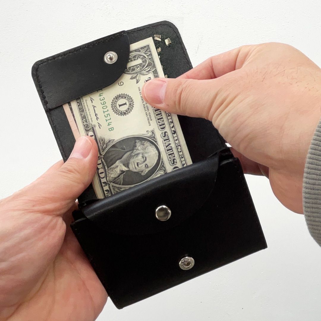 栃木レザー財布 コンパクト財布 ミニ財布 スタッズ財布 二つ折り財布 メンズ財布 wallet 小さい財布 日本製 新品 ［WL001W-ST7］ 送料無料