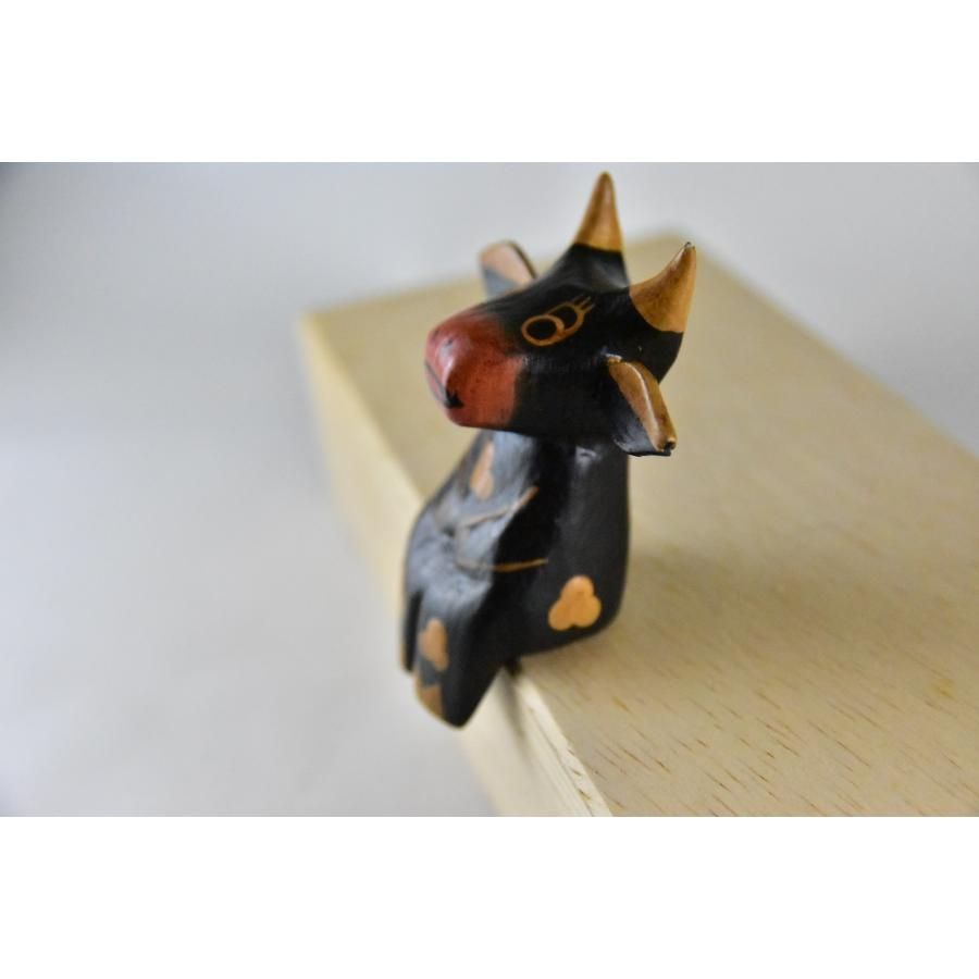 木彫動物⑅犬(チン)⑅インドネシア 木彫キリン H20[インドネシア木彫置物アニマル 動物アフリカン