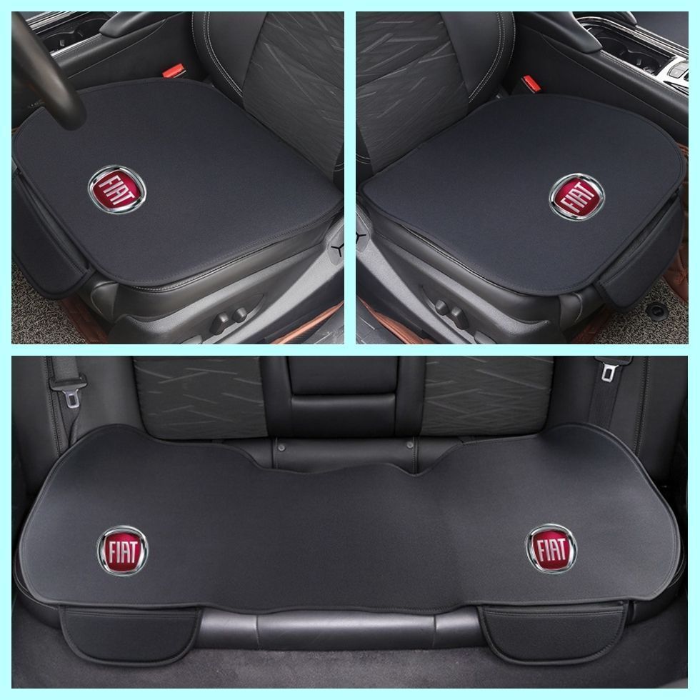 新品！フィアット FIAT ロゴ入り 車用 シートカバー シートクッション カーシートカバー 座布団滑り止め 前座席用2枚+後部座席用1枚 ブラック 500c 500 600 850 124 126 127 128