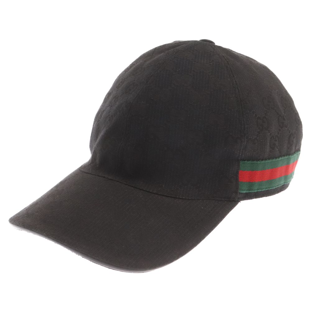 GUCCI (グッチ) オリジナルGGキャンバス ベースボールキャップ 総柄ロゴ 帽子 ブラック 200035 KQWBG