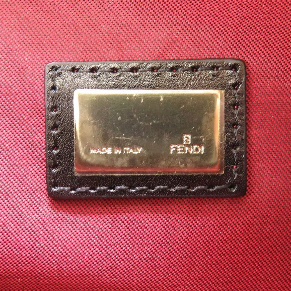 未使用 フェンディ ズッキーノ 8BR133 キャンバス レザー レッド 赤