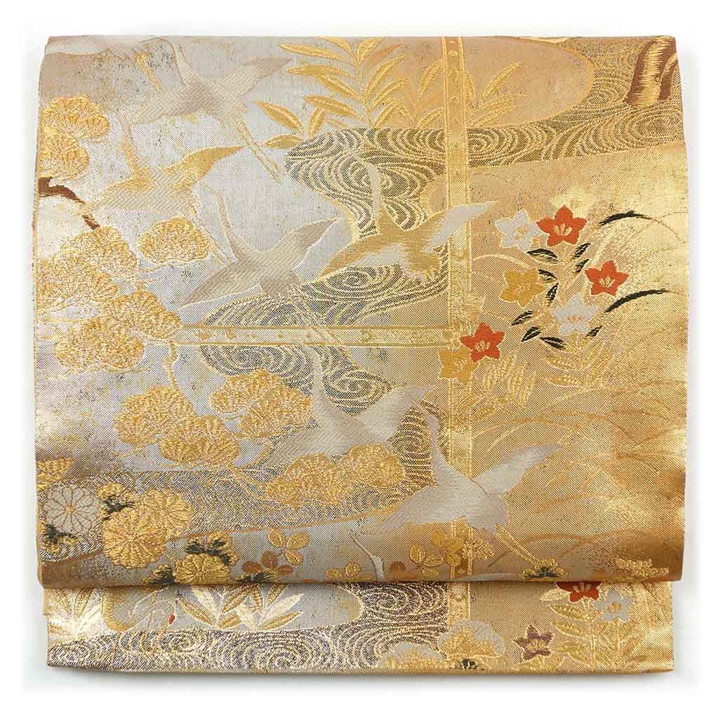 オンライン ストアファッション - 【中古】袋帯 正絹 深紫地に束ね熨斗文様 