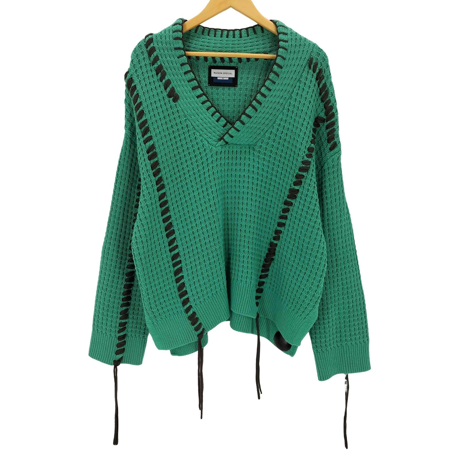 メゾンスペシャル MAISON SPECIAL Oni-Waffle Embroidery Prime-Over V-Neck Knit Pullover メンズ JPN：0 