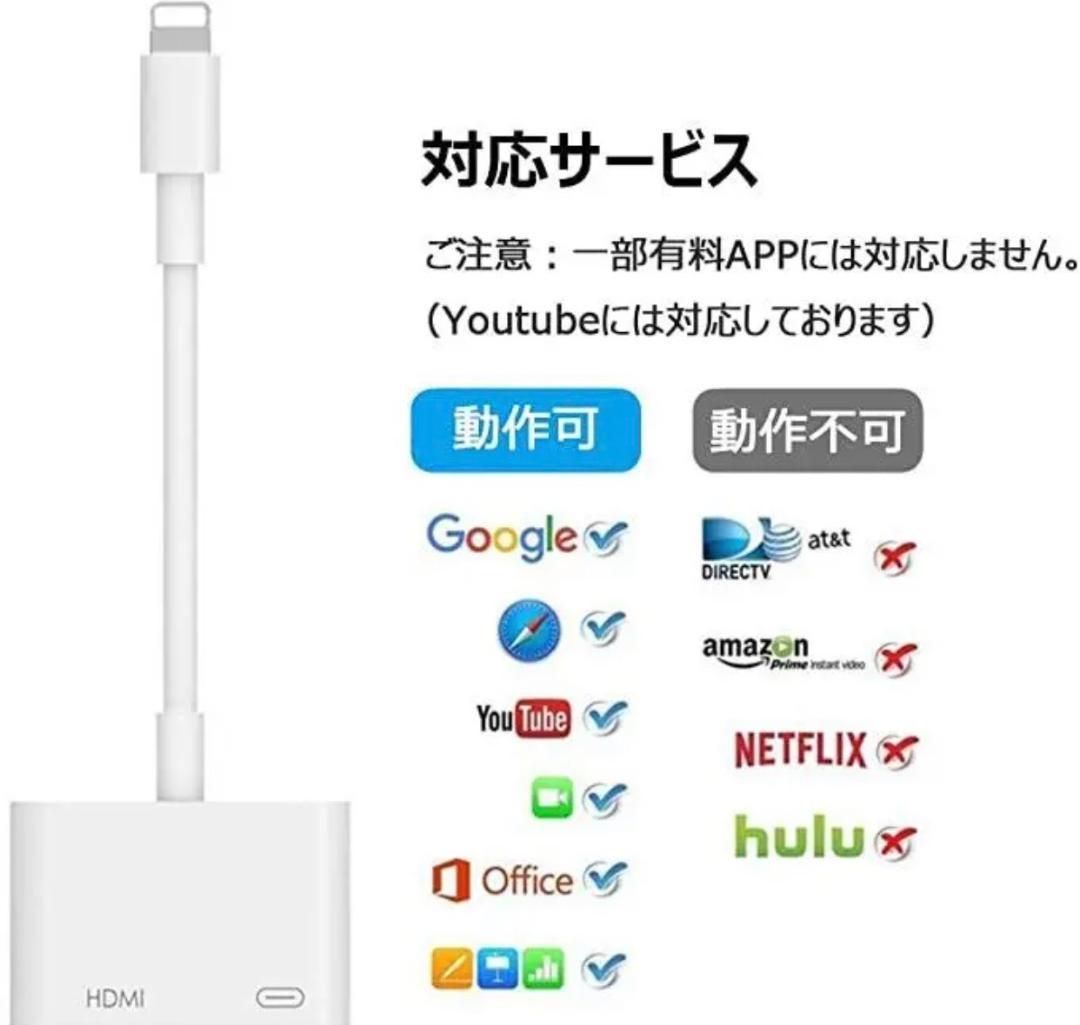 HDMI ケーブル 変換アダプタ iPhone用/iPad/iPodをテレビ出力 - メルカリ