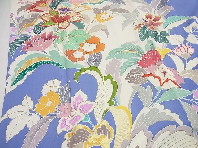 平和屋本店○極上 創業460年・千總 振袖・長襦袢セット 駒刺繍 更紗花