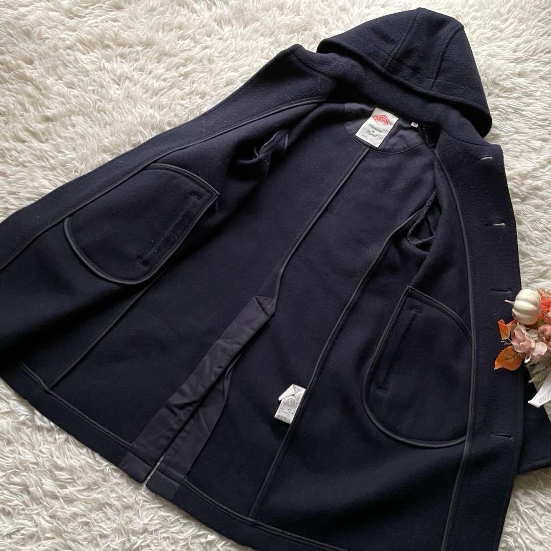 ダントン ウールモッサ 2way フード付きロングコート くるみボタン