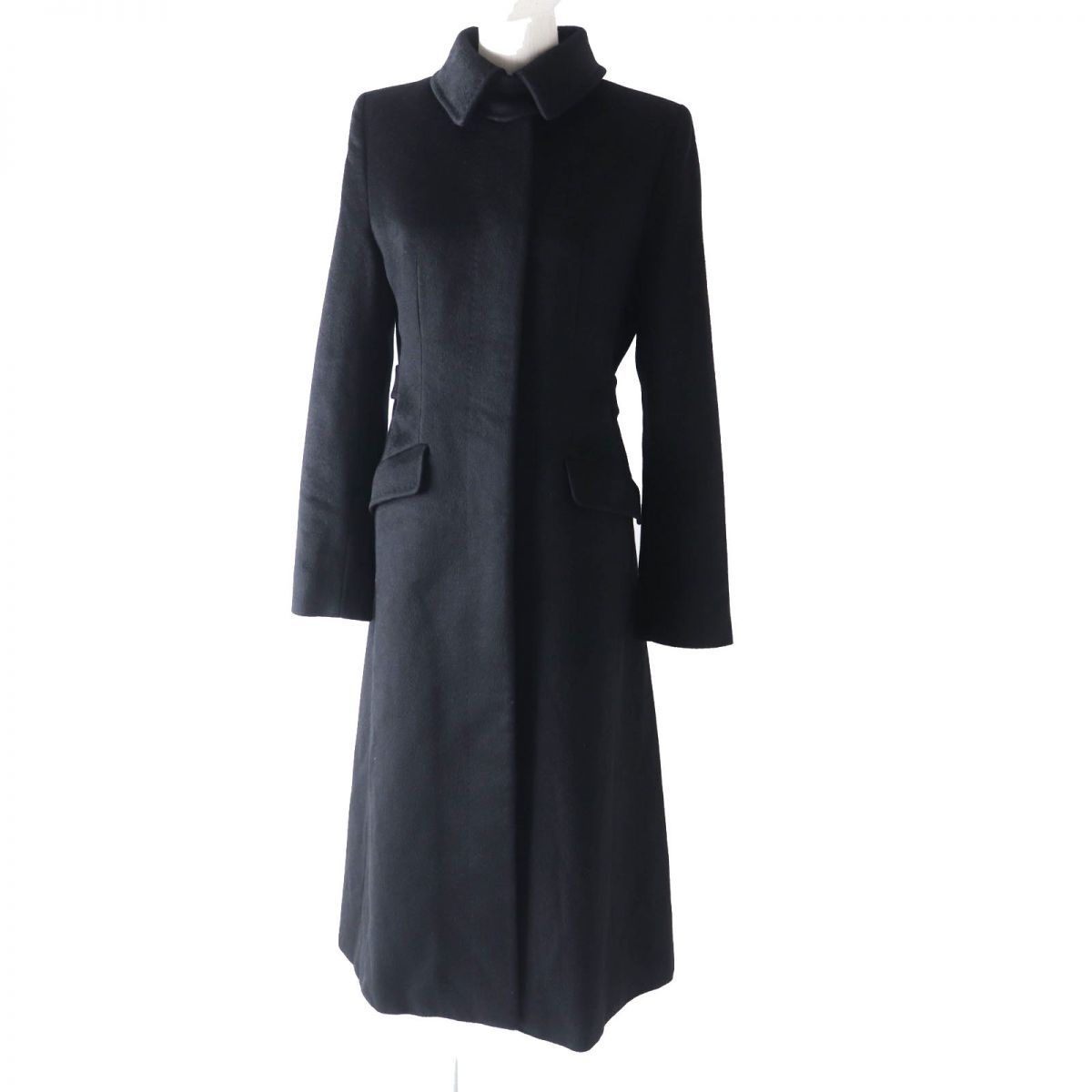 美品】MaxMara 高級ロングベルテッドコート 28万 ブラック