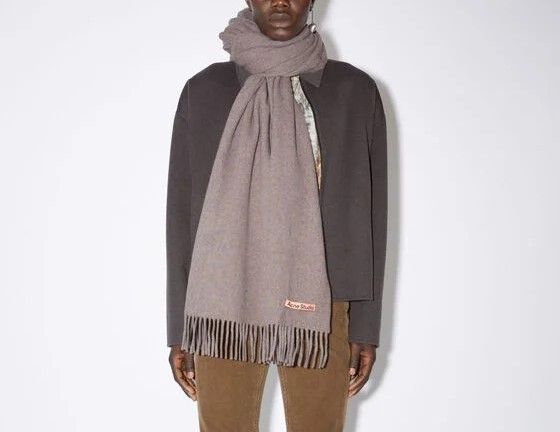 Acne Studios マフラー CA0102 茶色 フリンジウールスカーフ Acne Studios - フリンジウールスカーフ - オーバーサイズ