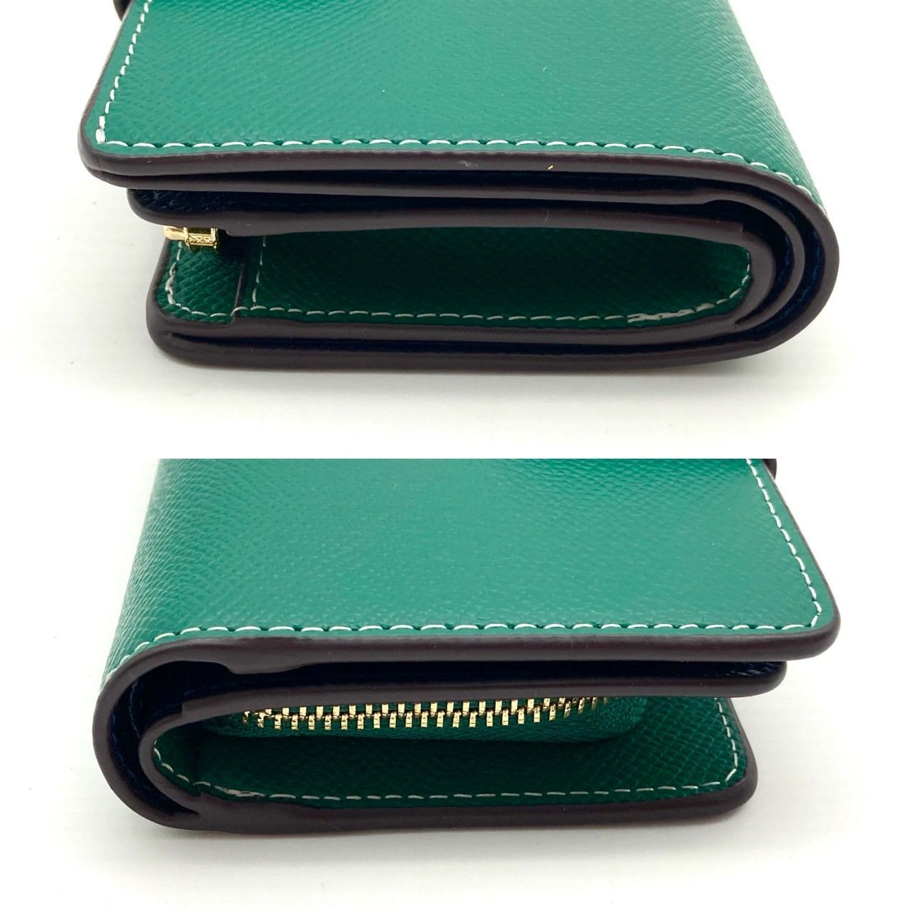 コーチ 二つ折り財布 折り財布 短財布 レザー グリーン 保管品 70908 コーチ 二つ折り財布 折り財布 短財布 レザー グリーン 保管品 70908