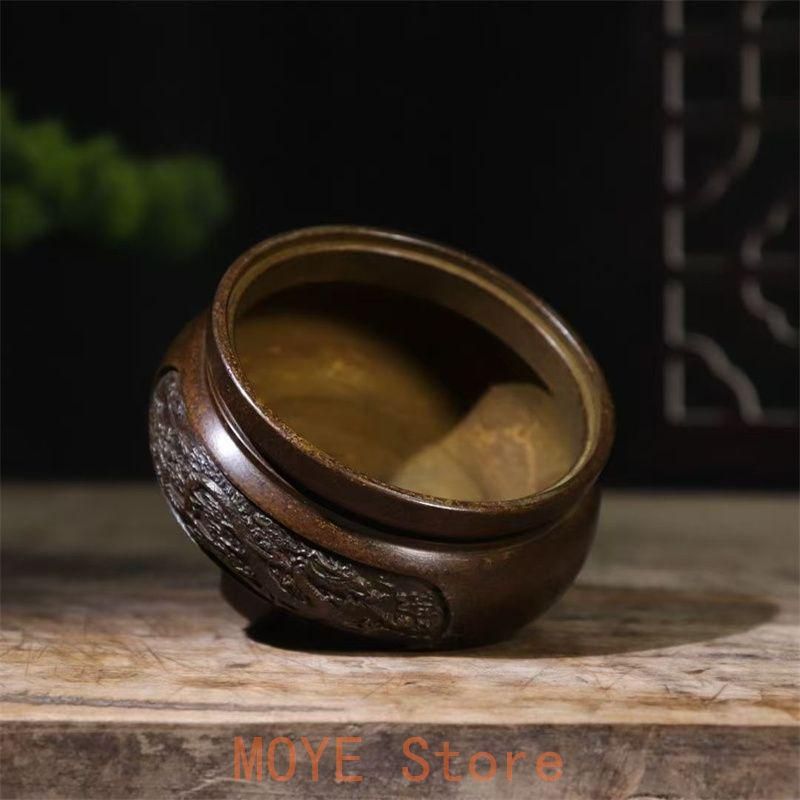 銅器 三足龍鳳薫炉 茶台薫香炉 茶道具 香道具 装飾品 工芸品 置物 銅器 三足龍鳳彫花薫炉 茶台薫香炉 茶道具 香道具 装飾