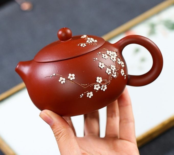 紫砂急須 茶道具 刻 宜興 紫砂壷 朱泥 茶壺 急須 煎茶道具 776 急須 紫砂壺 茶器 茶壷 ティーポット 宜興紫砂 煎茶器 茶道具 紫