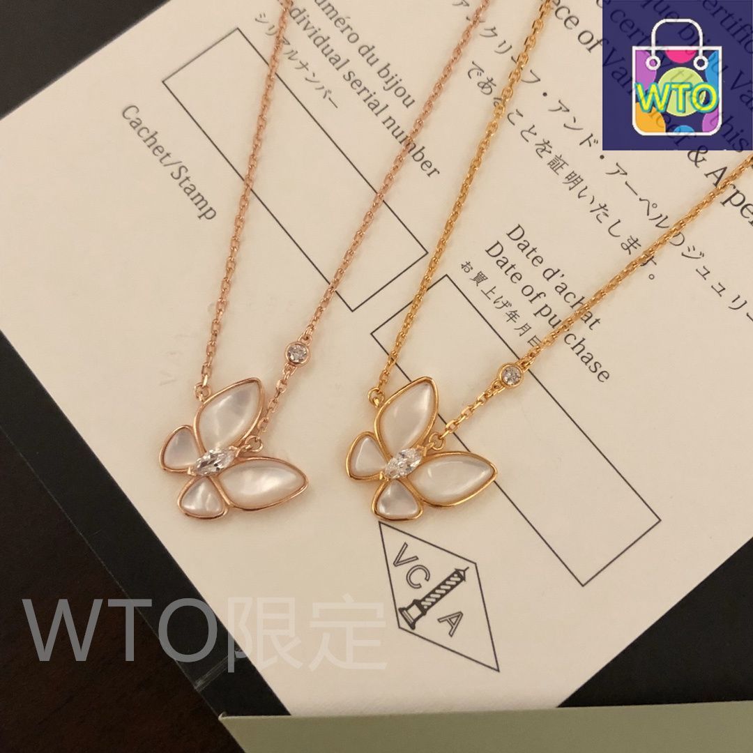 本鼈甲バタフライネックレス 14K ホワイトゴールド 0.41カラット ダイヤモンド バタフライ