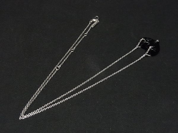 ■極美品■ LALIQUE ラリック クリスタル×SV925 ハート ネックレス ペンダント アクセサリー レディース ブラック系 AH9326kZ